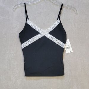 Chic Kids Black Tank Top with White Lace